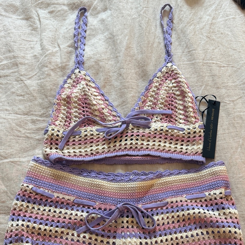 BNWT House of Harlow x Revolve Crochet Bralette and Short Set (Size Small) - Picture 2 of 2